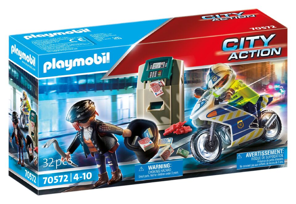 Playmobil Policyjny motor Pościg za przestępcą 70572