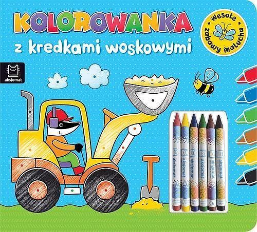 Kolorowanka z kredkami woskowymi. Wesołe zabawy malucha. Książeczka niebieska