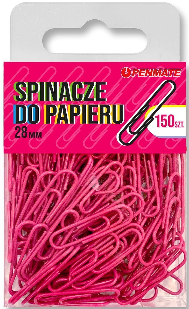 Spinacze do papieru penmate różowe 28 mm tt8315