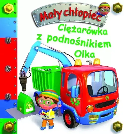 Ciężarówka z podnośnikiem Olka. Mały chłopiec