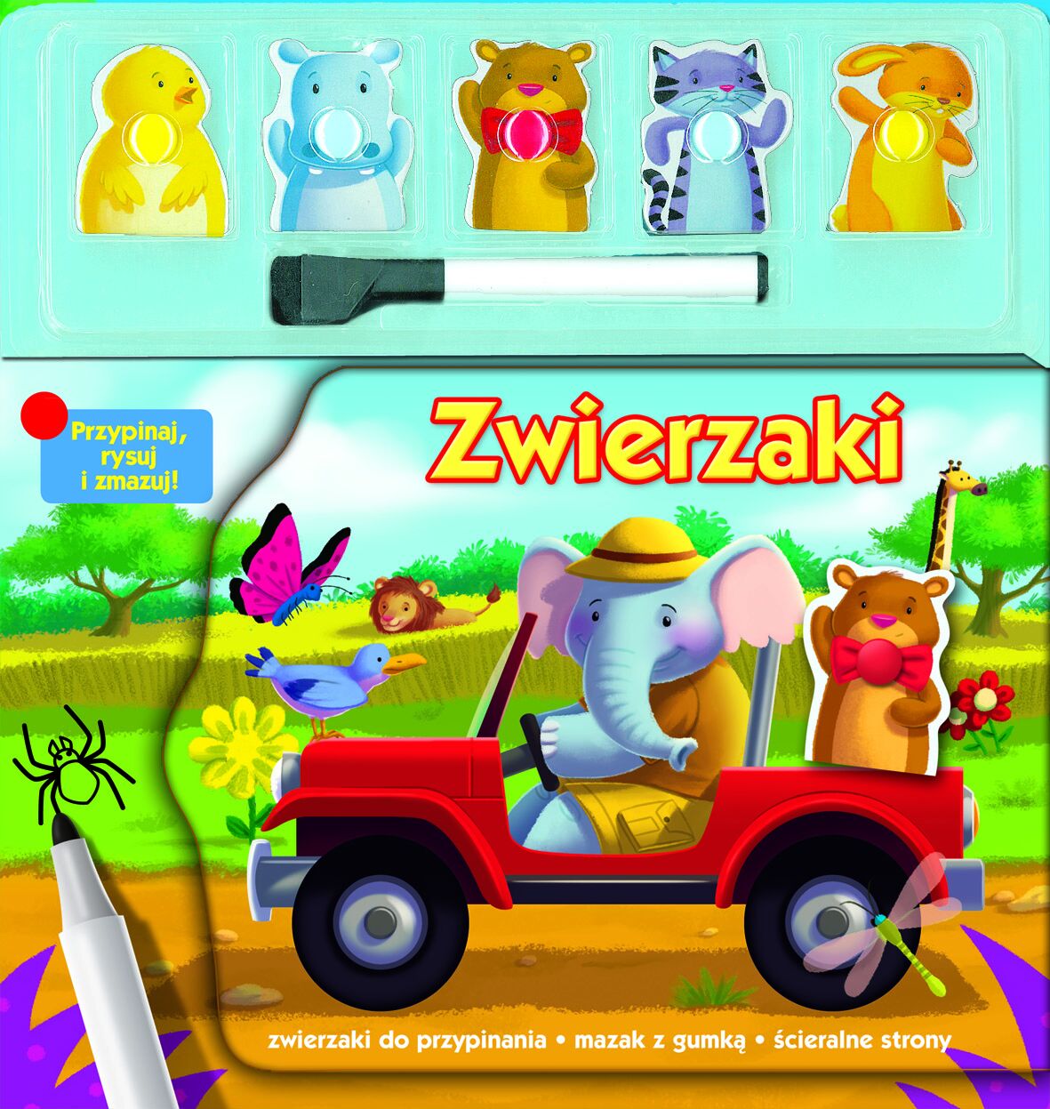 Zwierzaki. Przypinaj, rysuj i zmazuj!