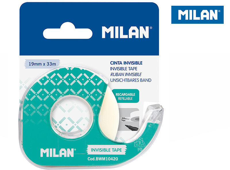Taśma samprzylepna milan niewidoczna 19 mm x 33 m z dyspenserem na blistrze