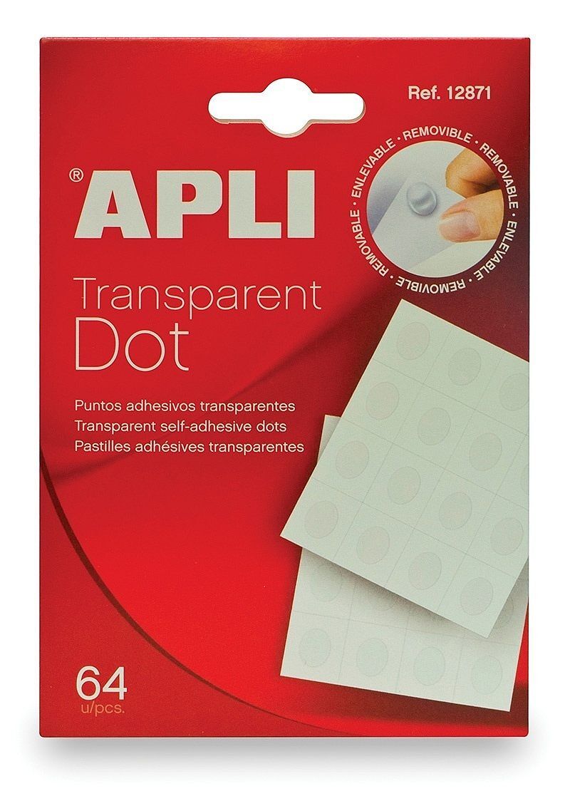 Kółka mocujące transparentne apli typu "dot" usuwalne 64 sztuk