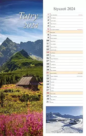 Kalendarz 2024 paskowy tatry