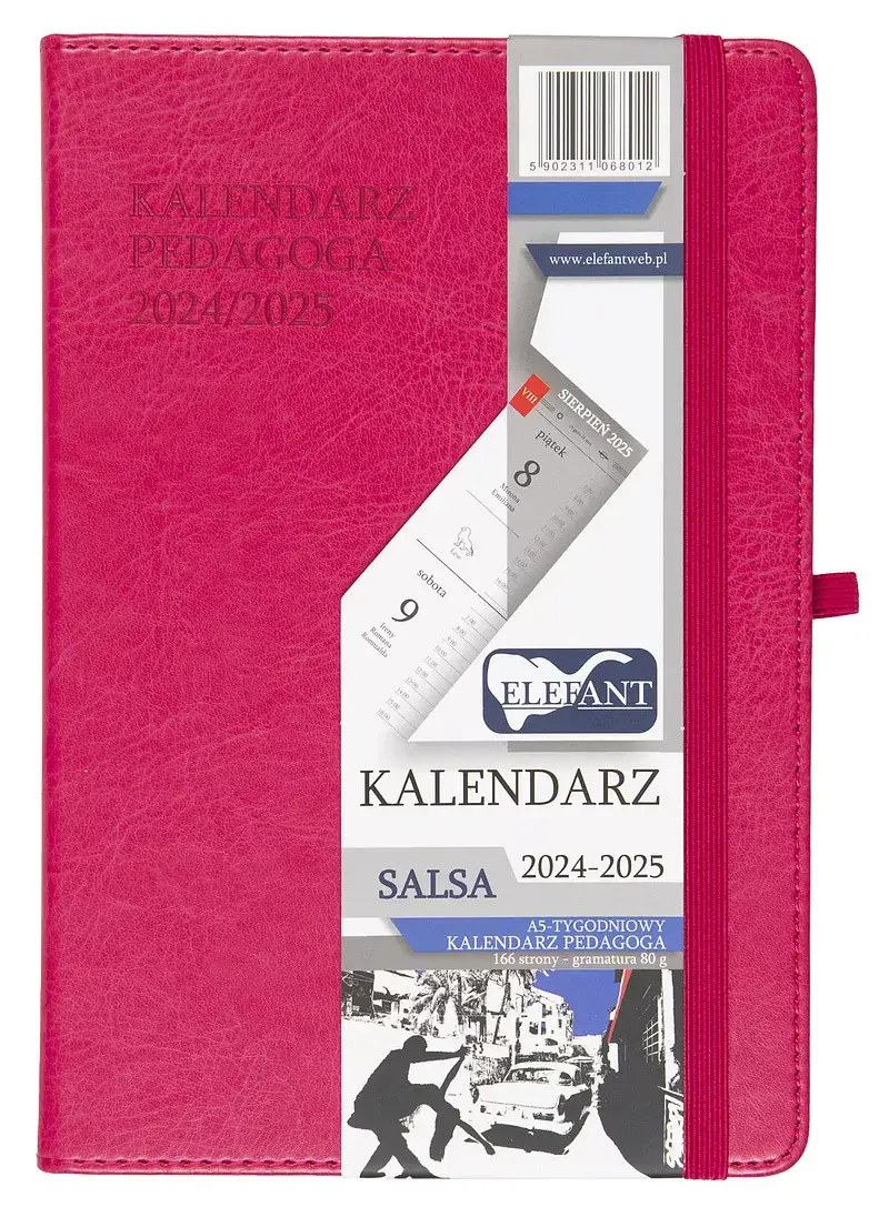 Kalendarz pedagoga 2024/2025 salsa a5 tygodniowy karmazynowy
