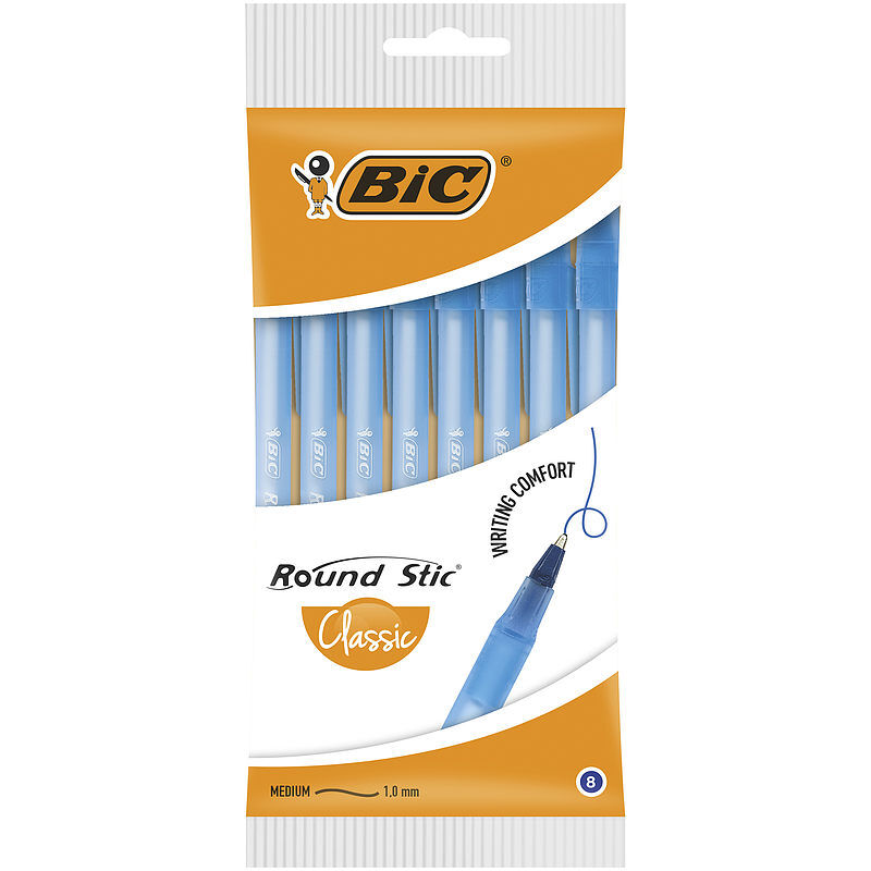 Długopis bic round stic classic niebieski pouch 8szt