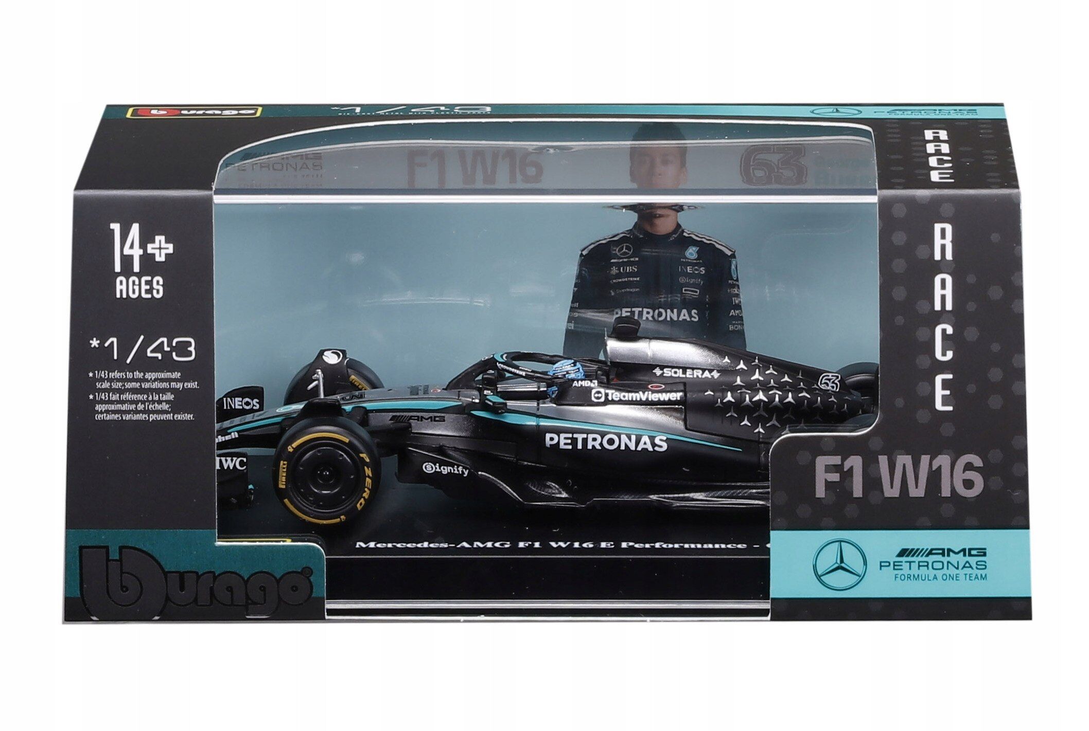 Bburago Model 1:43 BOLID F1 Mercedes AMG W16 2025 George Russell BBURAGO 18-38238