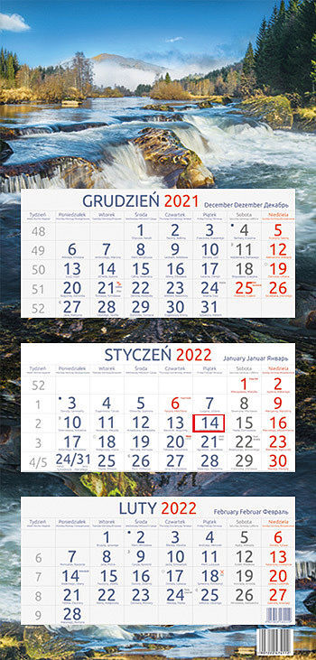 Kalendarz trójdzielny 2022 górska rzeka