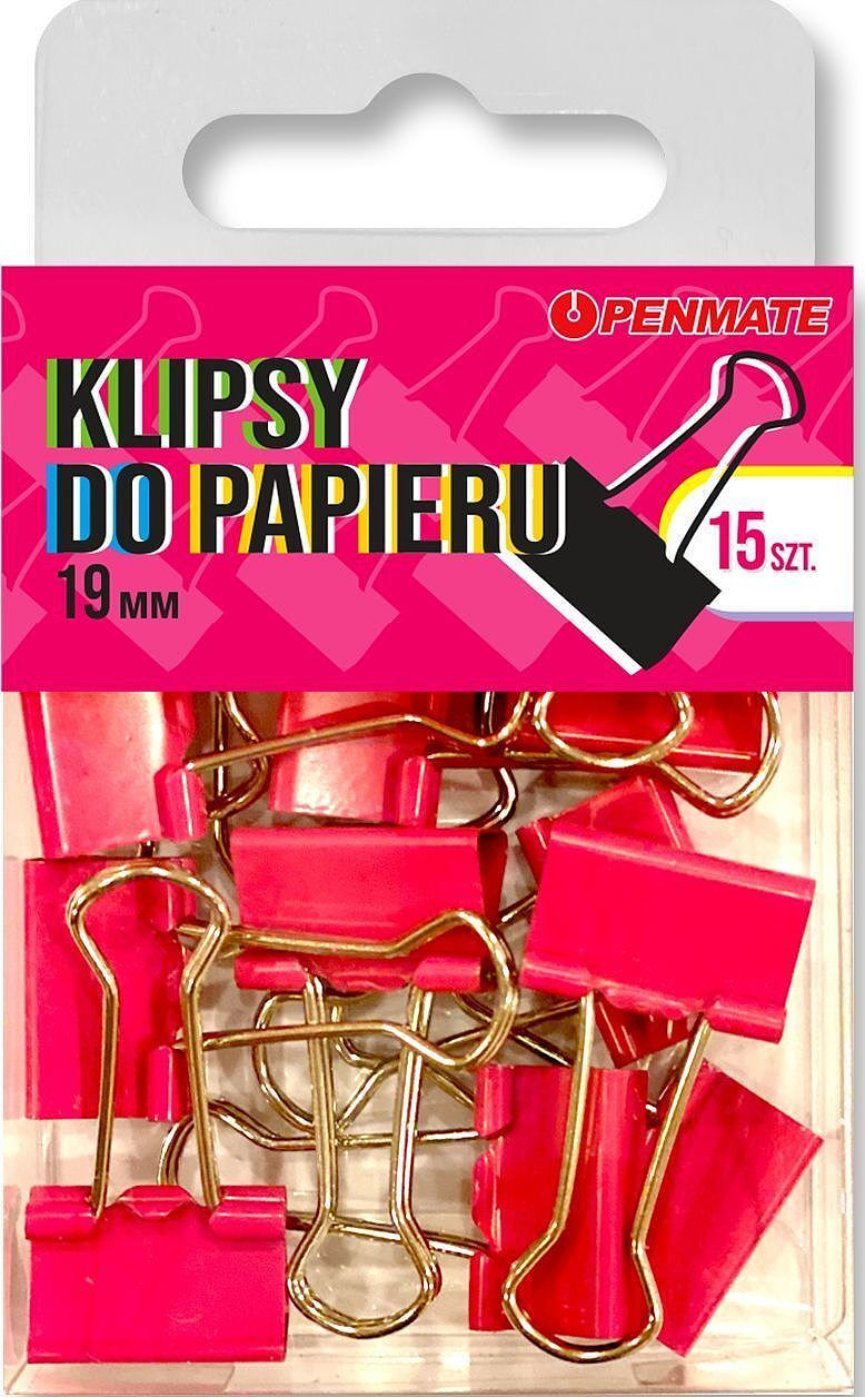 Klipsy do papieru penmate różowe 19 mm tt8321
