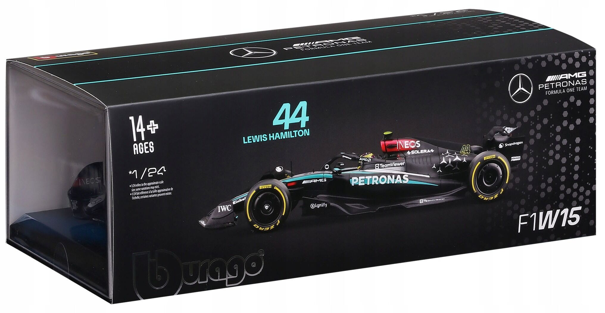 Bburago Model 1:24 BOLID F1 Mercedes AMG W15 2024 Lewis Hamilton 18-28063