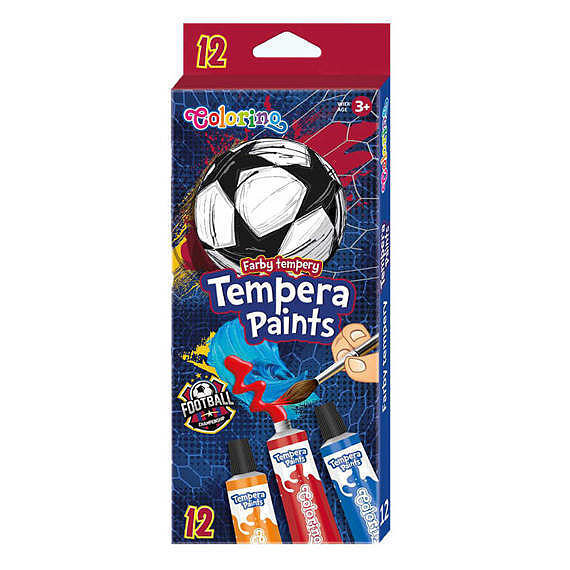 Farby tempera w tubie colorino football 12 ml. 12 kolorów