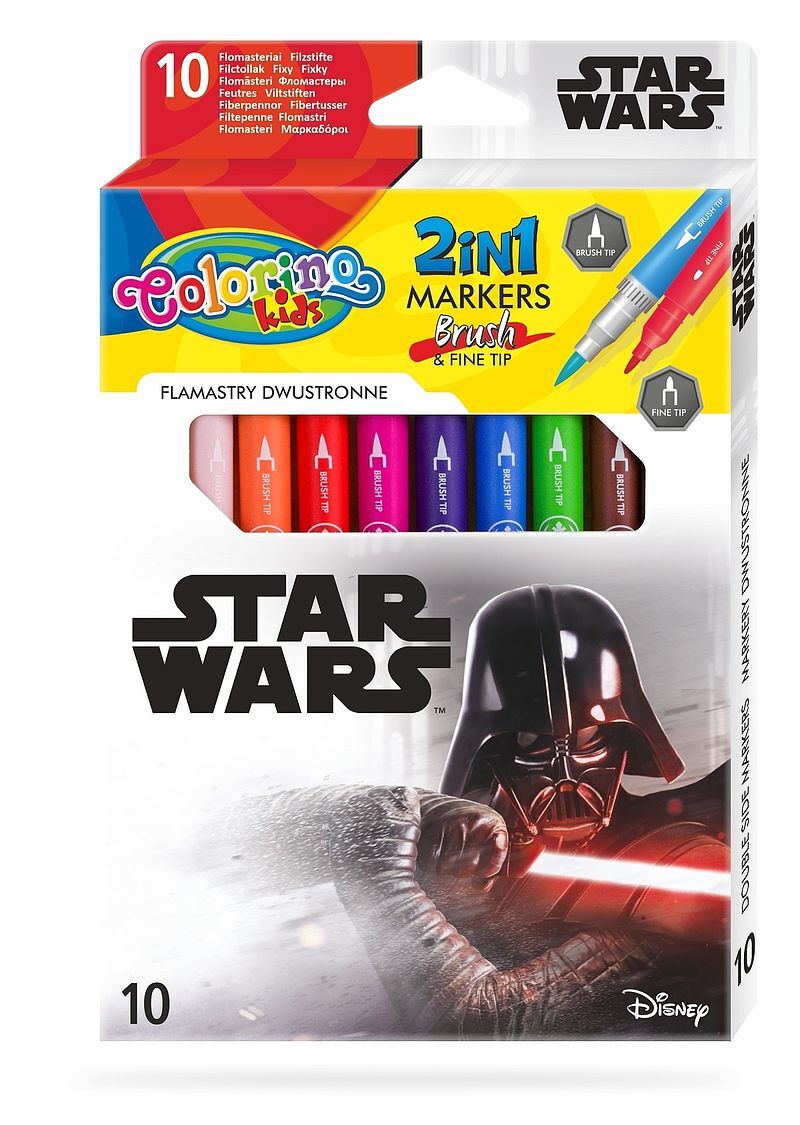 Flamastry dwustronne colorino kids 10 kolorów star wars