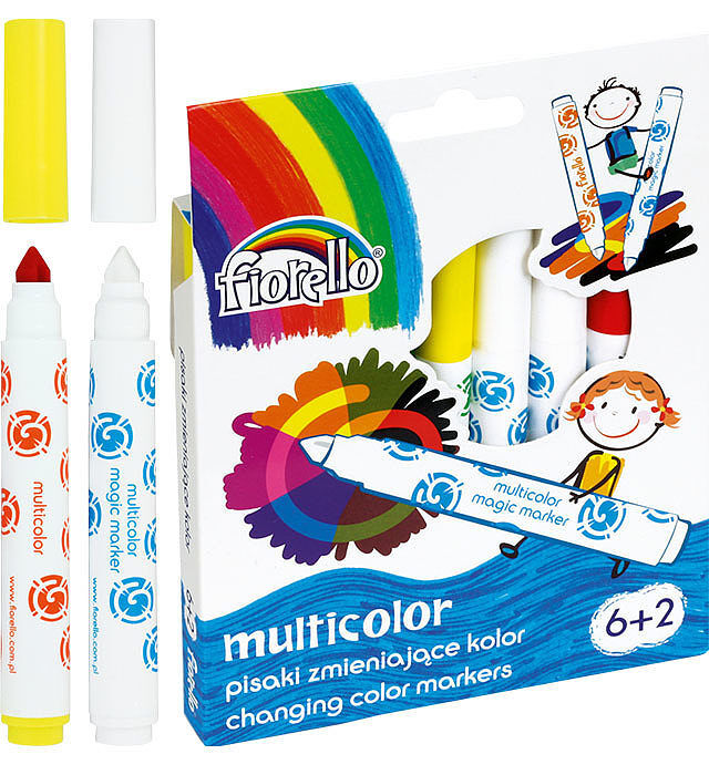 Pisaki multicolor zmieniające kolor fiorello 6 kolorów+2 pisaki magic gr-f166