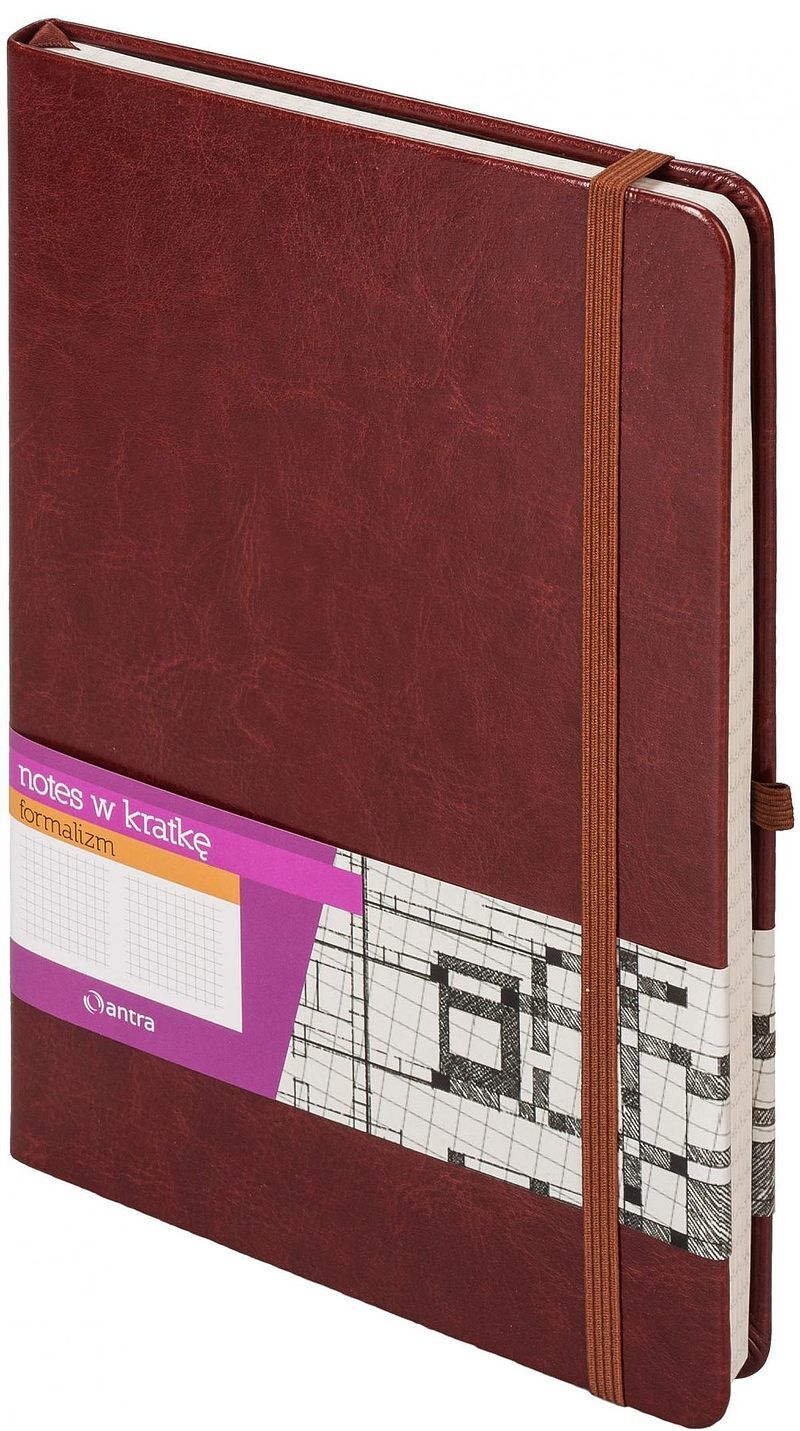 Notes A4 z gumką Formalizm kratka brązowy