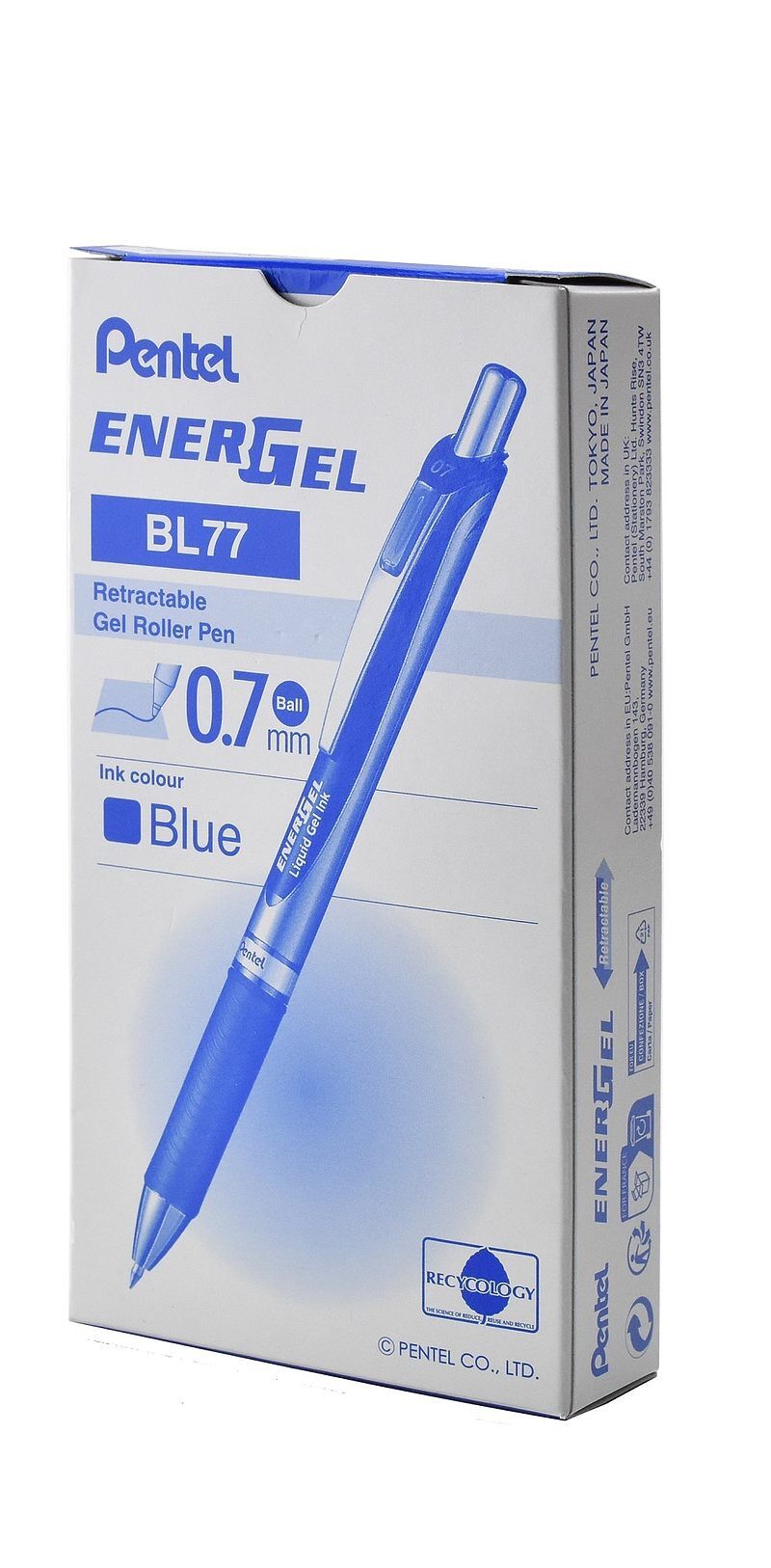 Pióro kulkowe 0,7 mm energel bl77 niebieski 12 szt