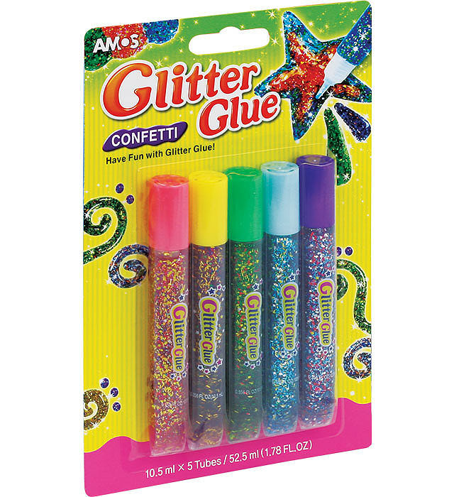 Klej z brokatem amos confetti gcf10b5 10,5ml x 5 kolorów