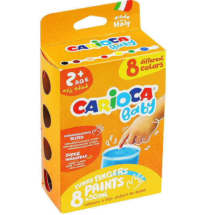 Farba do malowania palcami tempera carioca 8 kolorów