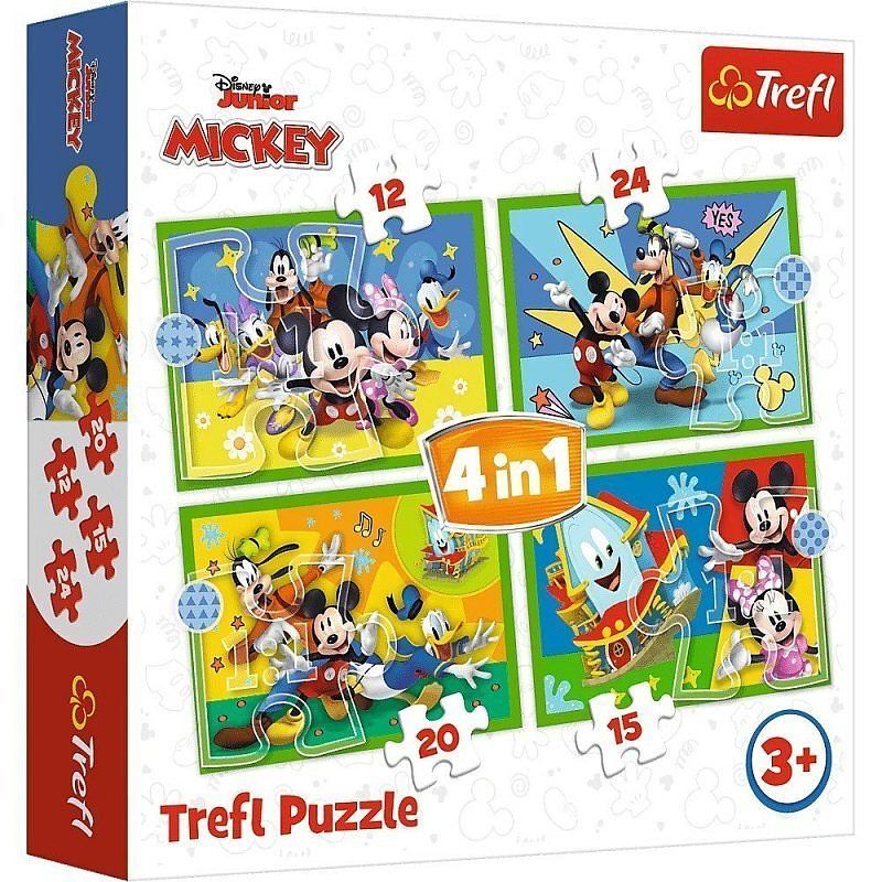 Puzzle 4w1 Wśród przyjaciół Mickey Mouse