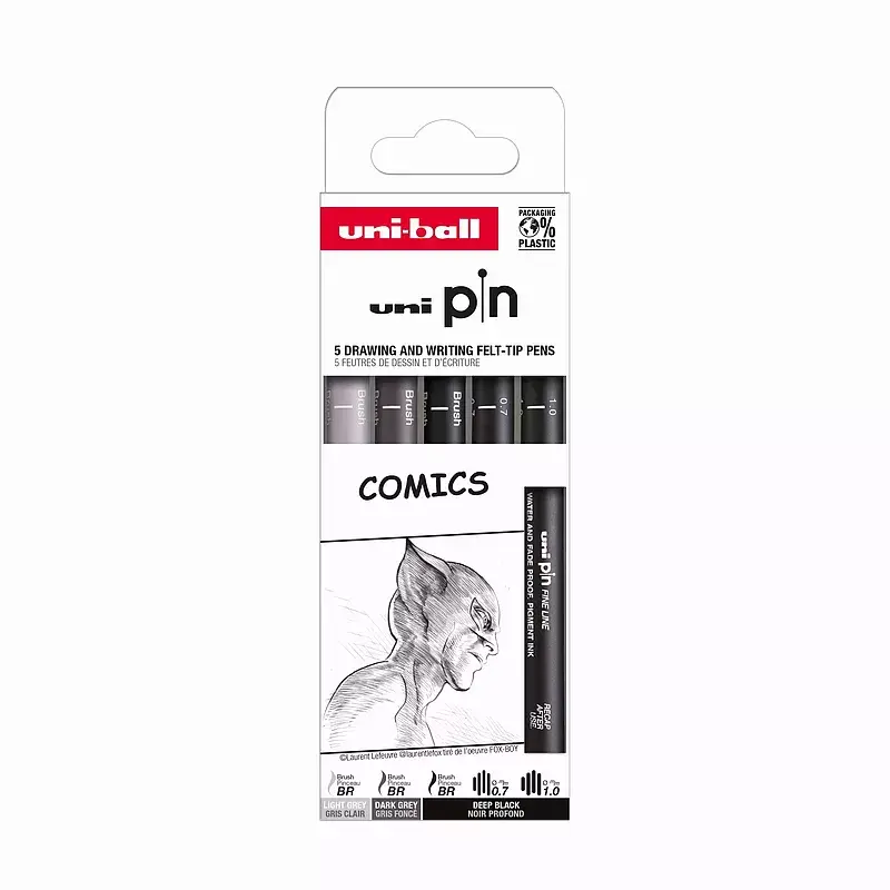 Cienkopis kreślarski pin 200 comics dwa kolory różne grubości 5 szt