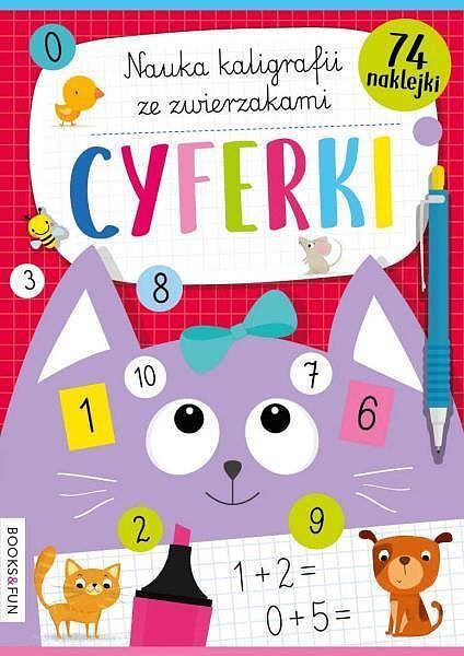Cyferki nauka kaligrafii z pieskami i kotkami