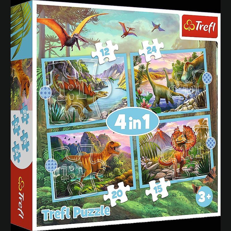 Puzzle 4w1 (12,15,20,24) wyjątkowe dinozaury 34609