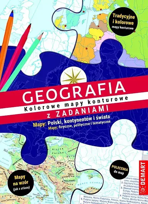 Geografia kolorowe mapy konturowe z zadaniami