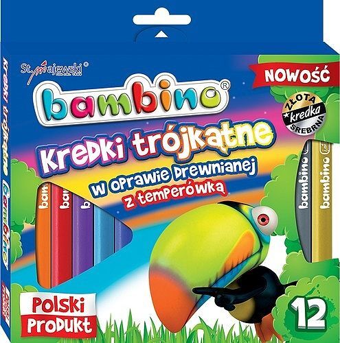 Kredki bambino trójkątne 12 kolorów z temperówką