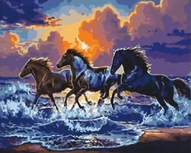 Diamentowa mozaika galop koni no-1009415