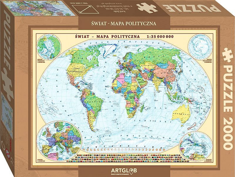 Puzzle 2000 świat polityczny mapa 1:35 000 000