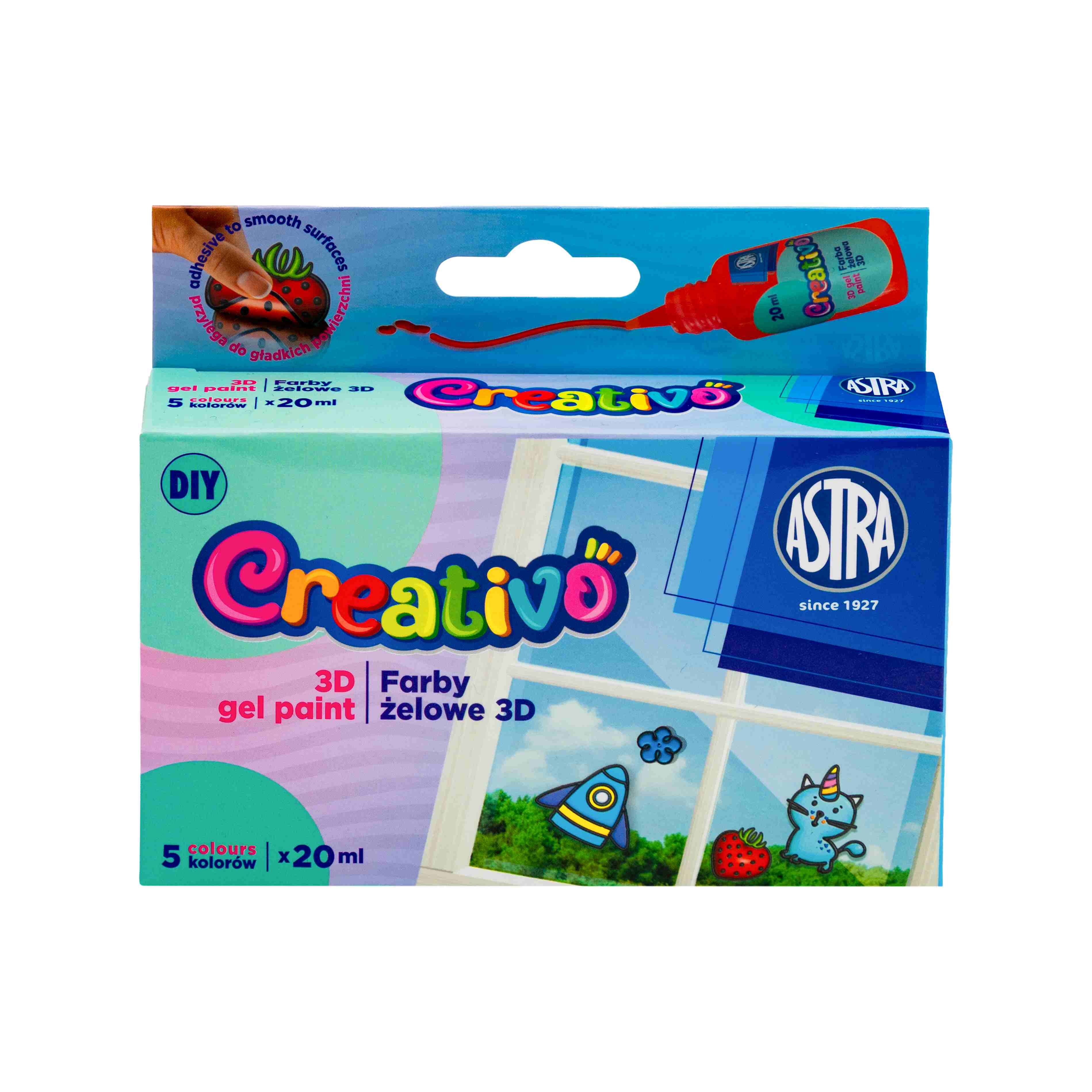 Farby do tworzenia naklejek żelowych Astra Creativo 5x20ml