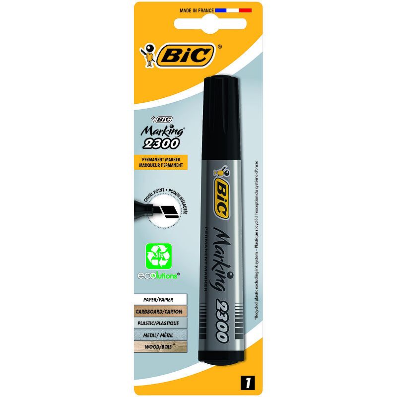 Marker bic marking 2000 ecolutions czarny ścięta końcówka blister 1szt