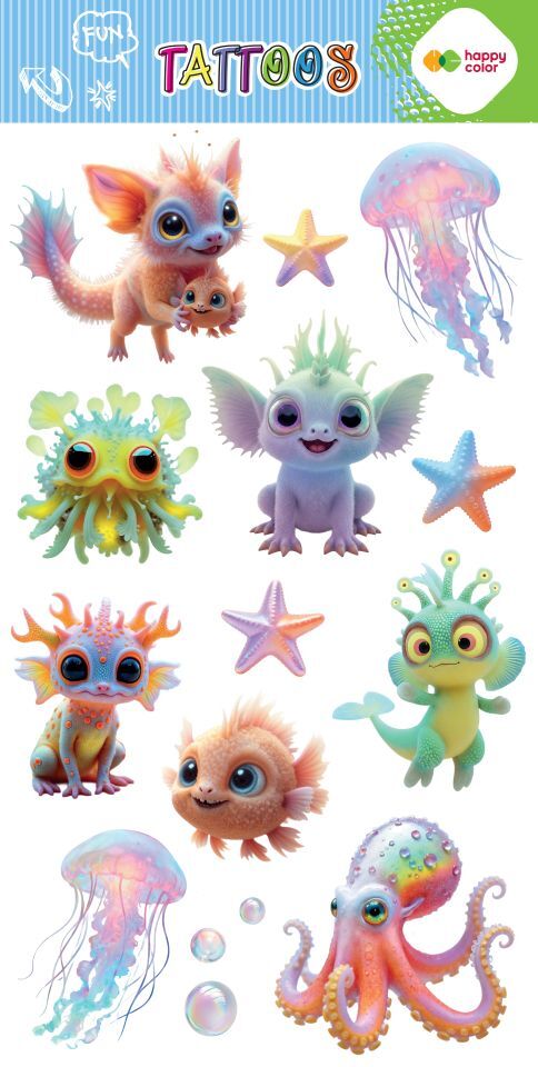Tatuaże zmywalne AQUA CUTIES 100x200mm Happy Color