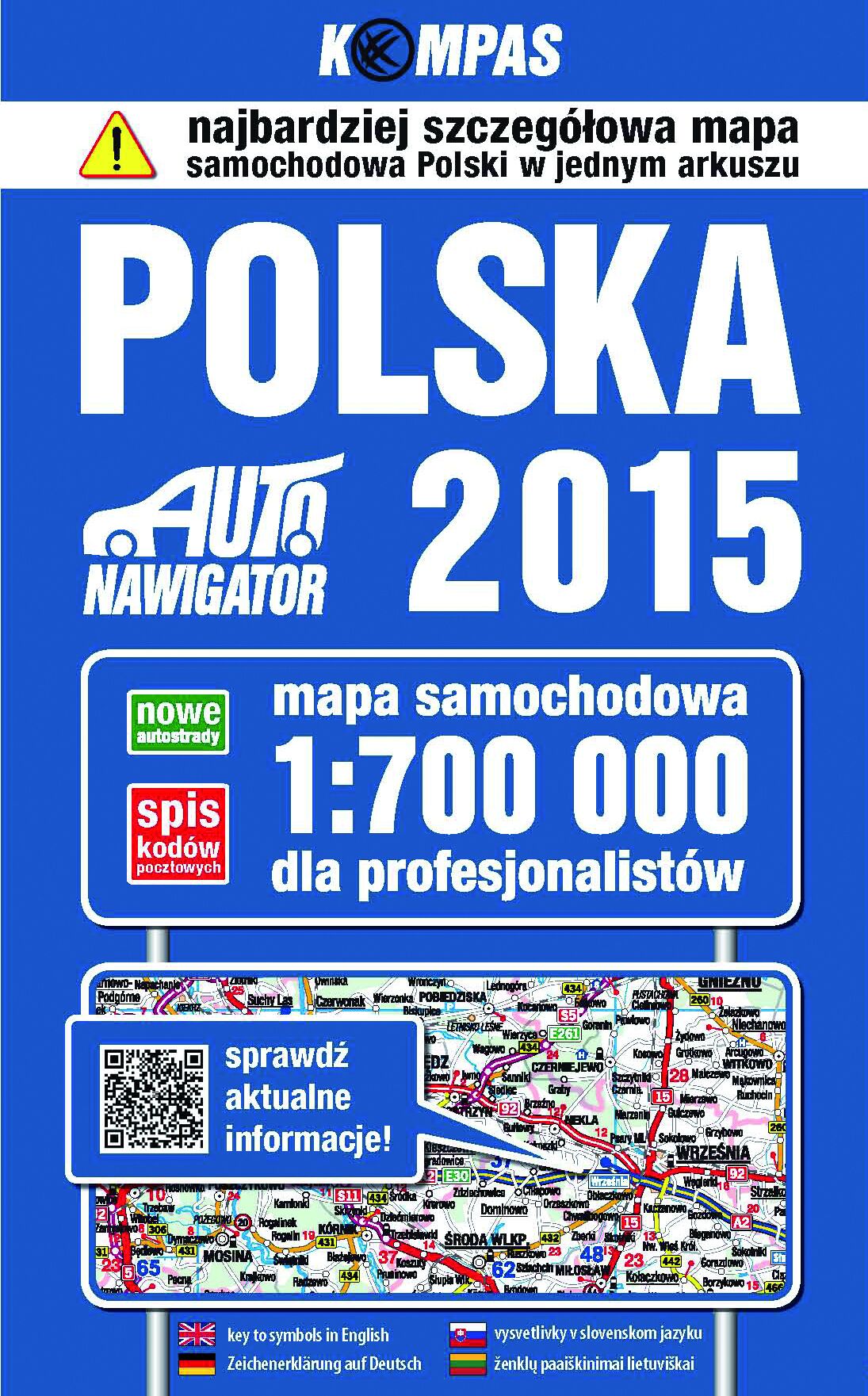 Polska 2015 mapa samochodowa dla profesjonalistów 1: 700 000