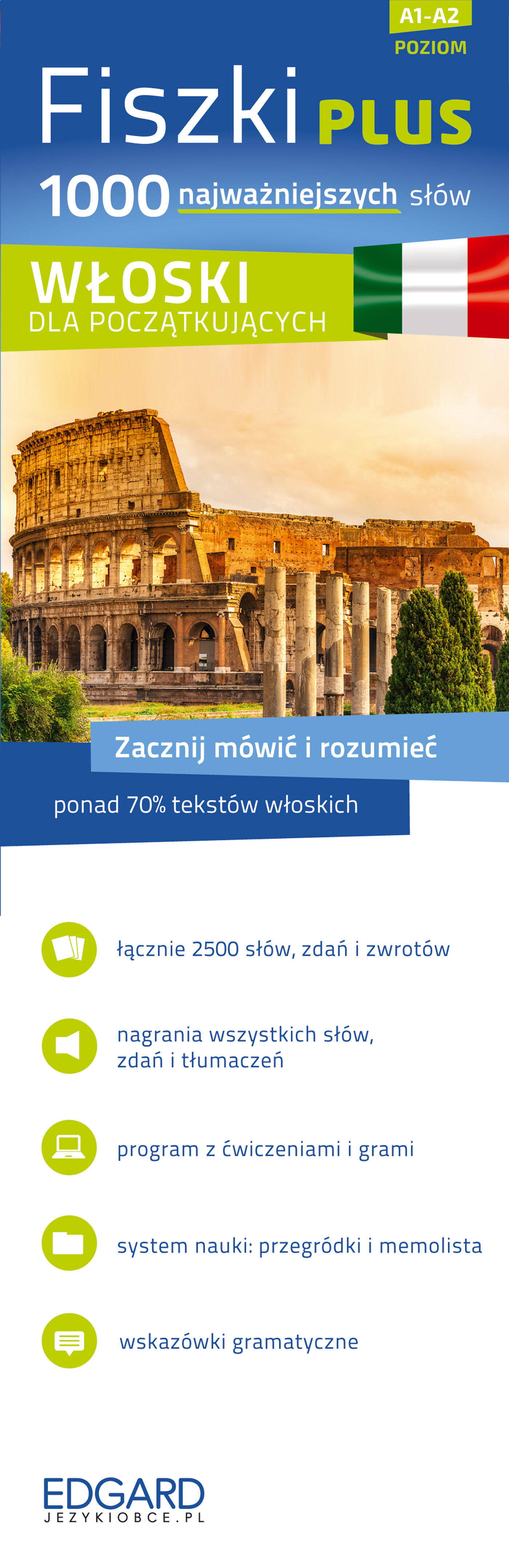 Włoski Fiszki PLUS 1000 najważniejszych słów dla początkujących + CD