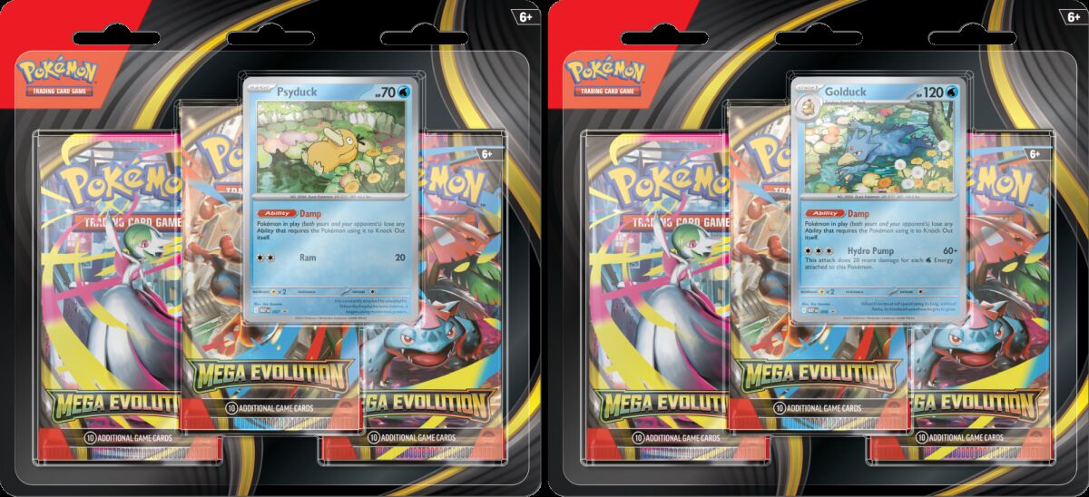 Pokemon TCG Mega Evolution Psyduck/Golduck 3-Pack blister 1szt.mix