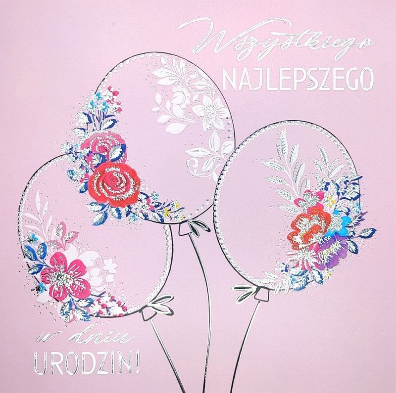 Karnet kw tł balony glamour