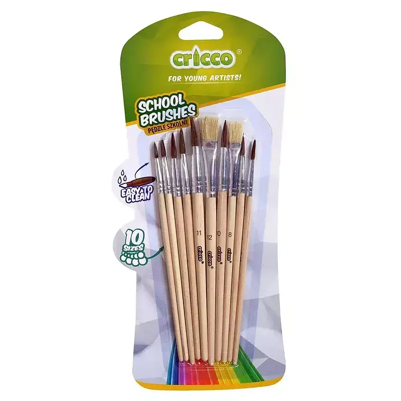 Pędzelki szkolne cricco 10 szt blister