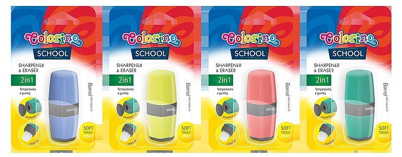 Temperówka z gumką na blistrze colorino school 2w1