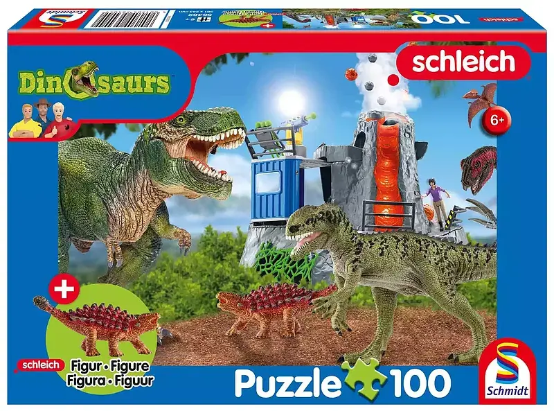 Puzzle 100 schleich dinozaury + figurka 112297
