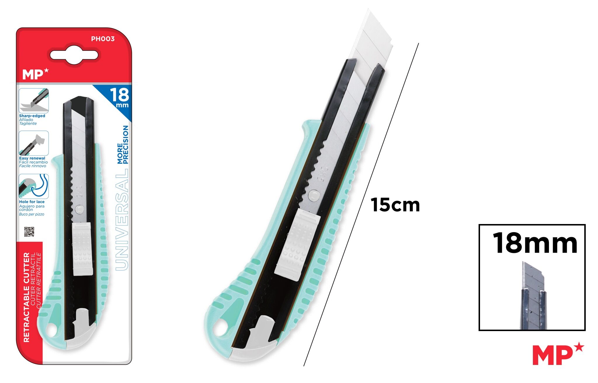 Nóż MP do papieru wysuwany 18mm blister
