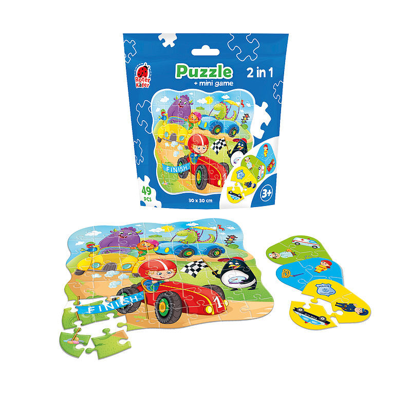 Puzzle 49 saszetka auta + mini gra rk1140-03