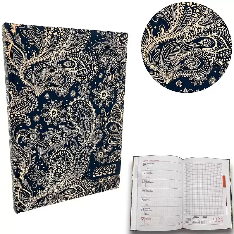 Kalendarz 2024 tygodniowy a5 soft touch beż denim ev230049