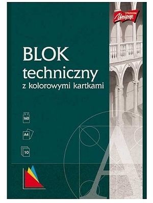 Blok techniczny z kolorowymi kartkami A4,
