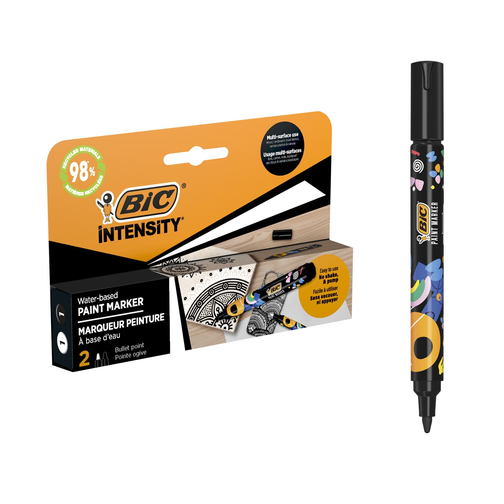Markery akrylowe BIC Intensity Classic Paint czarny biały 2szt.