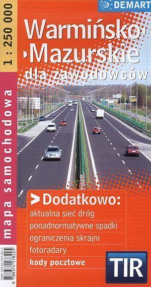 Warmińsko-Mazurskie dla zawodowców. Mapa samochodowa TIR w skali 1:250 000