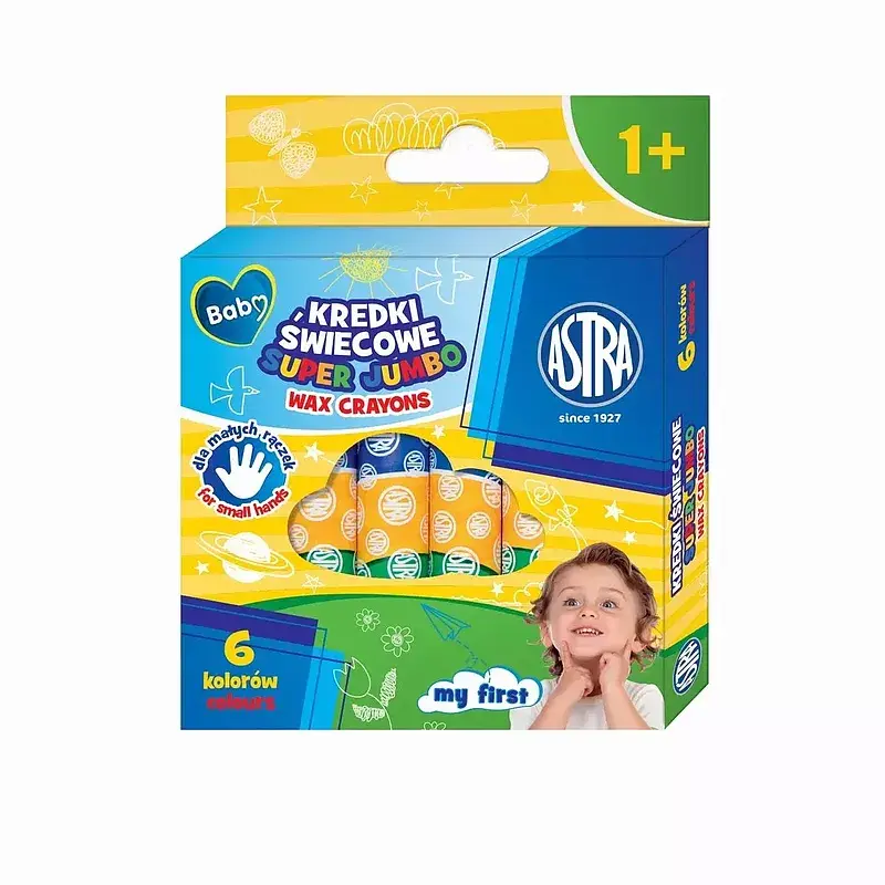 Kredki świecowe super jumbo astra okrągłe 6 kolorów