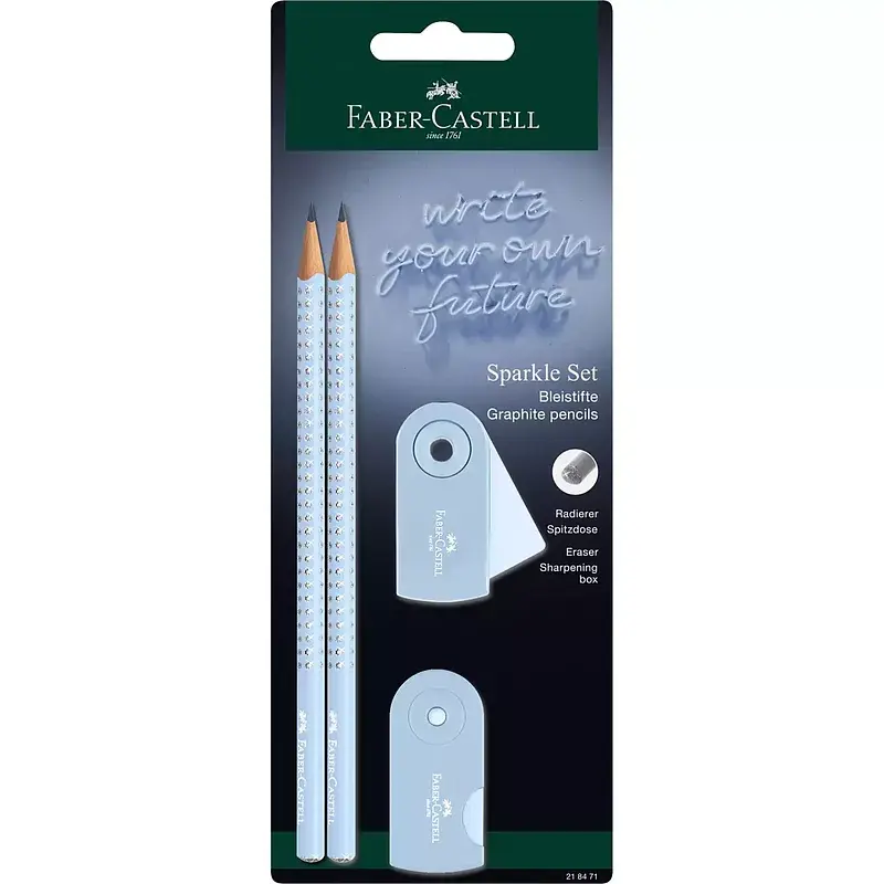Zestaw sparkle faber-castell sky blue 2 ołówki+ temperówka+ gumka blister
