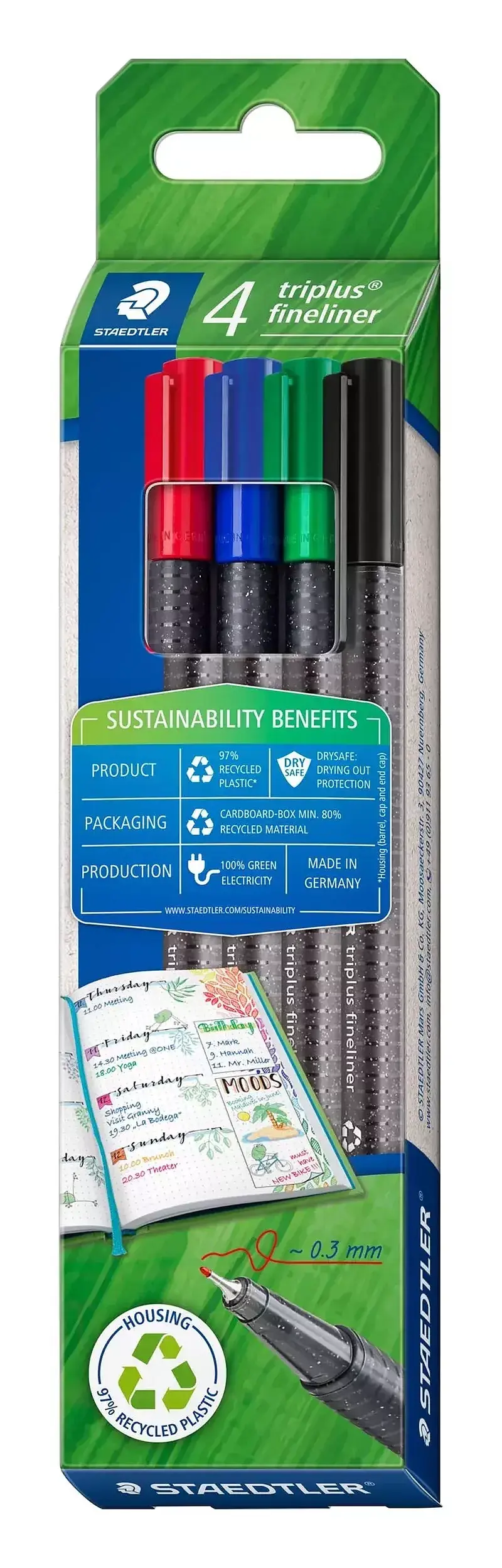 Cienkopisy triplus eco line 4 kolory staedtler