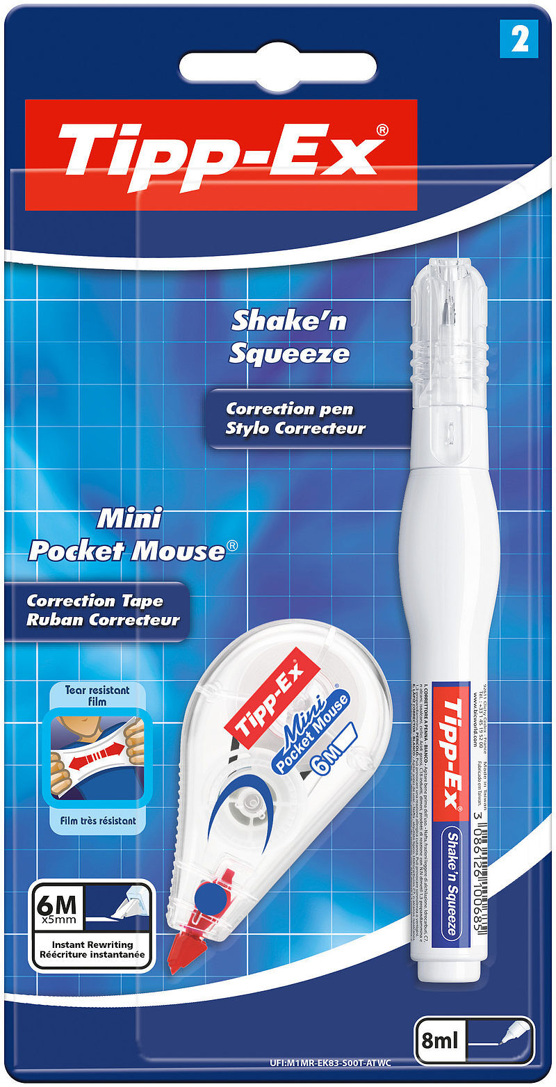 Korektor tipp-ex mini pocket mouse+shake n squeeze bic  blister 1+1 szt