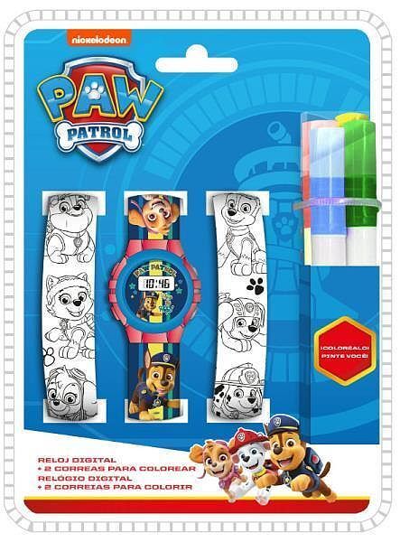 Zegarek cyfrowy z paskami do kolorowania i markerami paw patrol pw16686